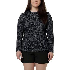 Hang Ten Womens SunRay Long Sleeve Sun Tee Shirt (Floral Black, Medium)